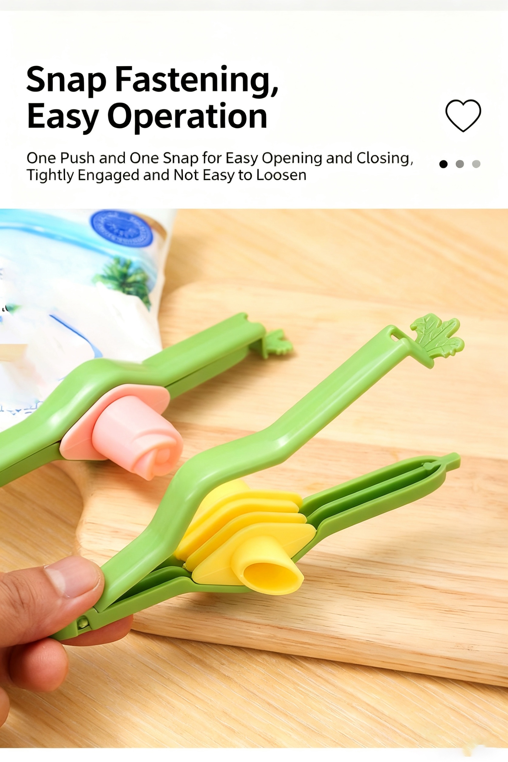 5 leak proof plastic food sealing clips with inverted mouth | easy and   opening and closing, anti-overflow design, space saving storage, suitable for kitchen, travel, pet food, snacks,   Product details 2