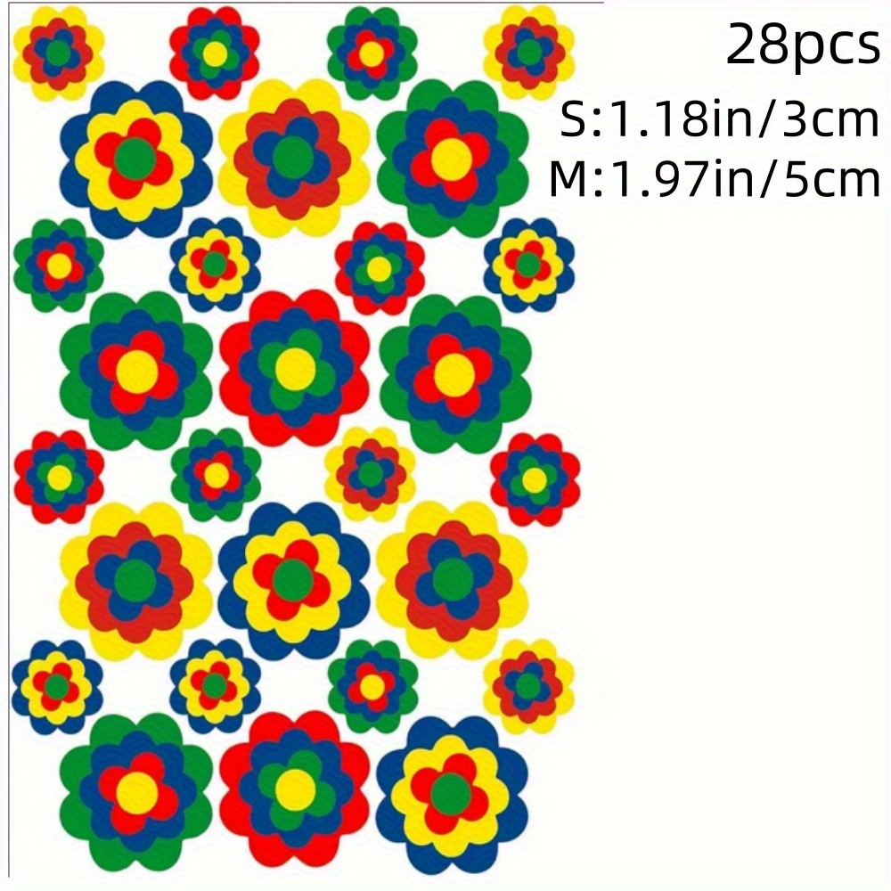 1 Set High-quality Hippie Reader Skin Stickers Flower Stickers Self-adhesive Power Of Flowers Decoration For Laptop Car Bicycle Bus Wall Furniture Retro Style 70s Trend (colorful, Shimmering R063)