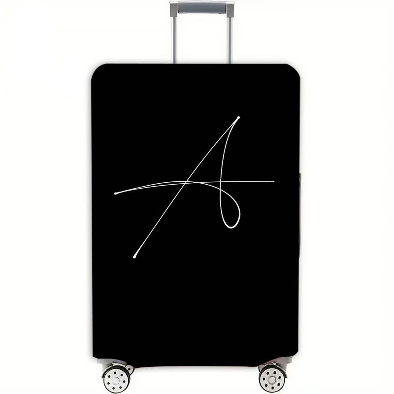 TEMU Essential Travel Luggage Cover With A Black Background And White Letter A Design, A Dustproof Elastic Travel Accessory For Directional Wheel