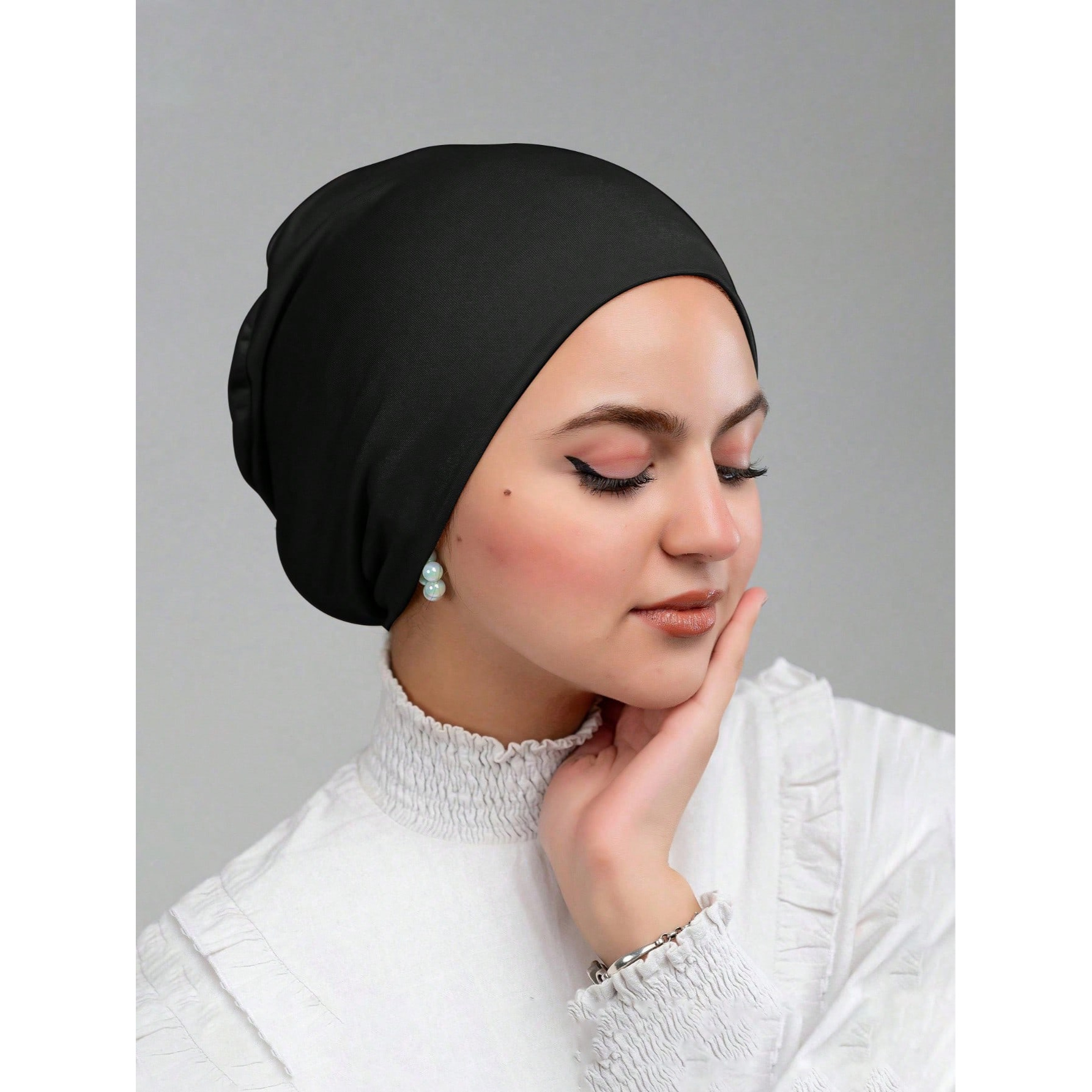 1pc Muslim Women's Daily Double-Layer Flat Top Base Cap for Prayer, Easy to Wear and Non-Slip, Suitable for Casual Daily Wear