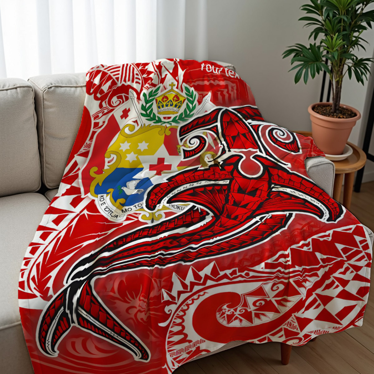 TEMU 1pc Tonga Premium Blanket - Polynesian Tattoo Blanket. Suitable For Office, Bedroom, Sofa, Car, Camping, And Travel. For . For Outdoor And Home