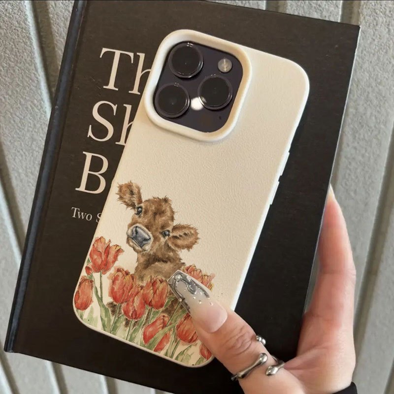 TEMU Phone Case - The Little Cow Tulip Pattern Is Suitable For Iphone 17 Pro , As Well As Iphone 16 Pro Max/14/15 Plus/15/13 Pro/12/11, Featuring Tpu