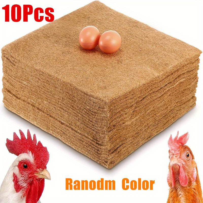 TEMU Lot de 10 Coussinets de Nidification pour Poules en Naturel, Couleur Aléatoire, Réutilisables, Tapis de Litière pour , Doublures pour Boîte de