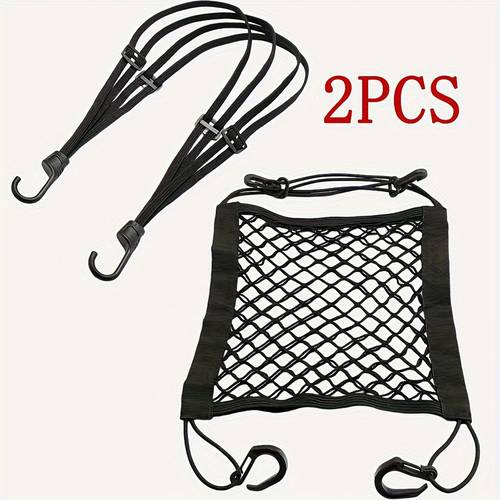 2pcs elastic storage tie down rope non slip mesh bag elastic adjustable storage set for motorcycles and cars black mesh luggage storage bag for
