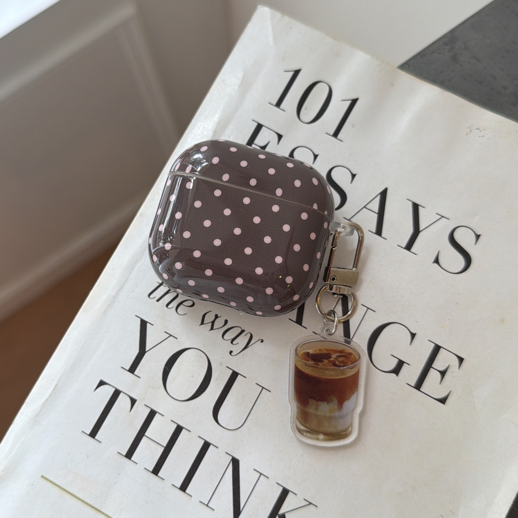 TEMU Brown Polka Dot With Coffee Cup Pendant Earphone Case Suitable For Airpods 5 New For Protective Cover Pro 2/pro Cute For For Airpods 4 Easy For