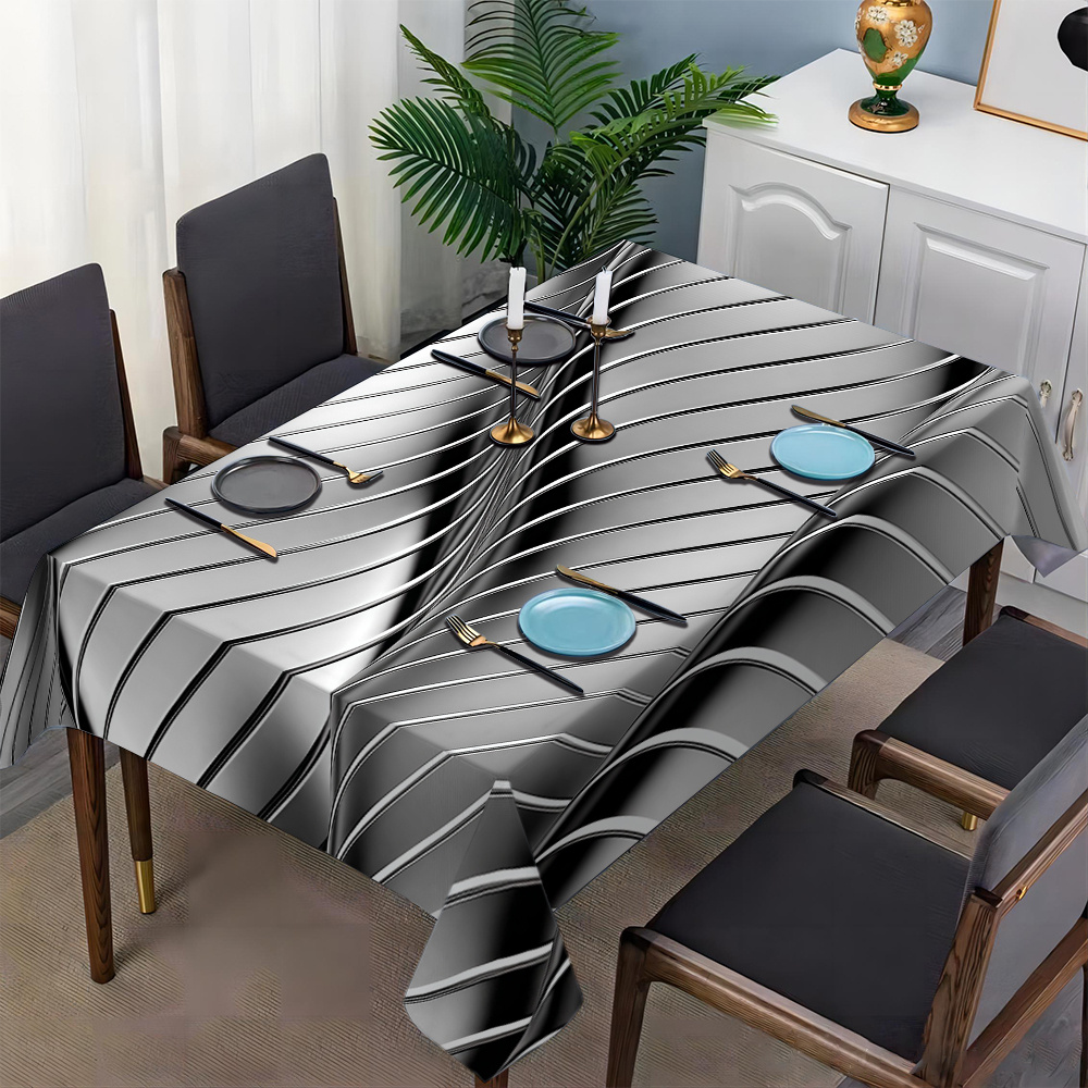 

-1pc Tablecloth For Home. Printed European-style Tablecloth Suitable For Rectangular Dining Tables, Square Minimalist Style Tablecloth Ideal For Or Parties, And Room Decoration.