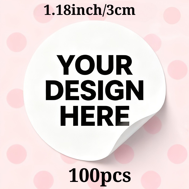 TEMU 50/100/200pcs (1.18/1.57/1.97/2.36/2.76/3.15/)pcs Custom Stickers And Custom Logo, White Waterproof Round Logo Stickers, Multi-sizes Available,