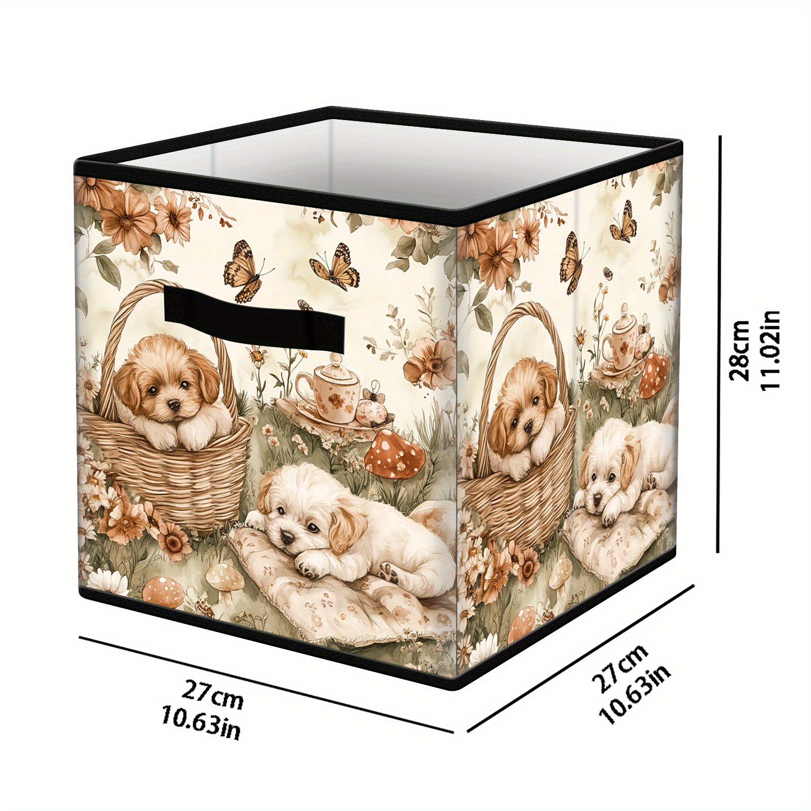 TEMU Suitable For Seasons, 1pc Foldable Closet Storage Box, Cube Storage Box - Sturdy Foldable Storage Basket With Handles. Cute Puppy Design In ,