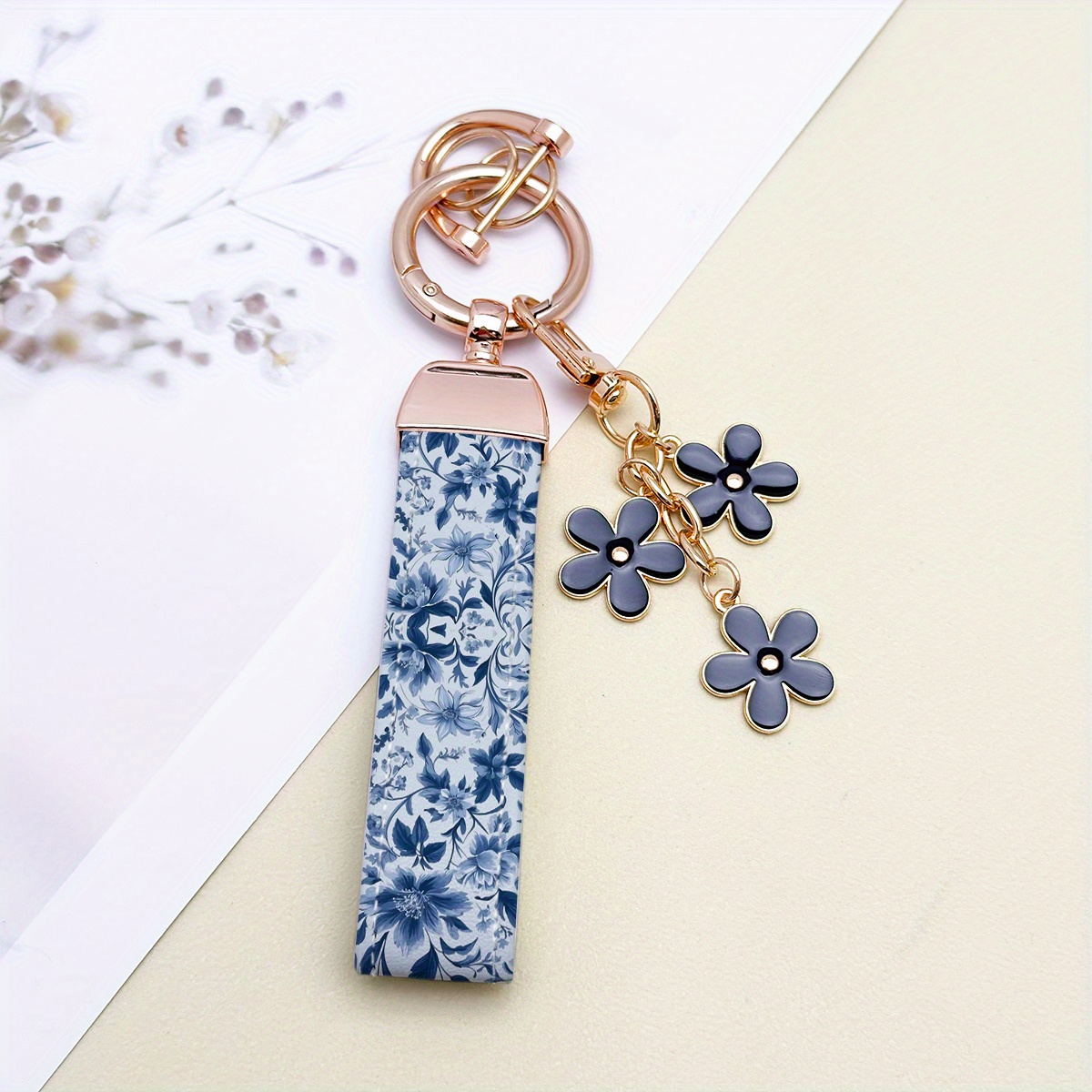 E-shop Schlüsselanhänger aus Zinklegierung mit bedrucktem Kunstleder, elegantes Design, rostfreie Beschichtung, für Autoschlüssel, Hausschlüssel, zum