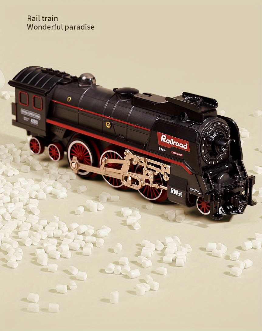 3 Speed Smoke Electric Train Set with Smart Realistic Steam, LED Lights, Train Sounds, Long-Lasting Battery, Gift for Kids 3-8, Adults Collectible, Holiday Toy with 1 Locomotive + 3 Cars (Model 621A)
