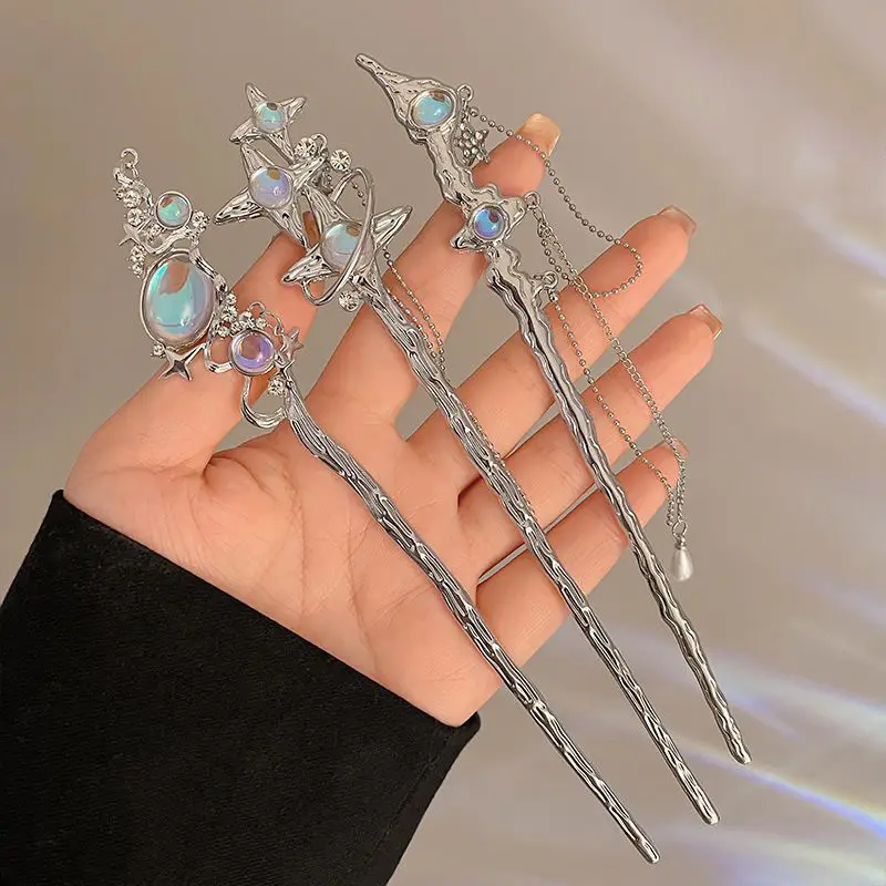 6pcs chinese style hair sticks with accents floral embellishments for daily party wear elegant hair accessories for women chinese hair accessories intricate design Product details 3