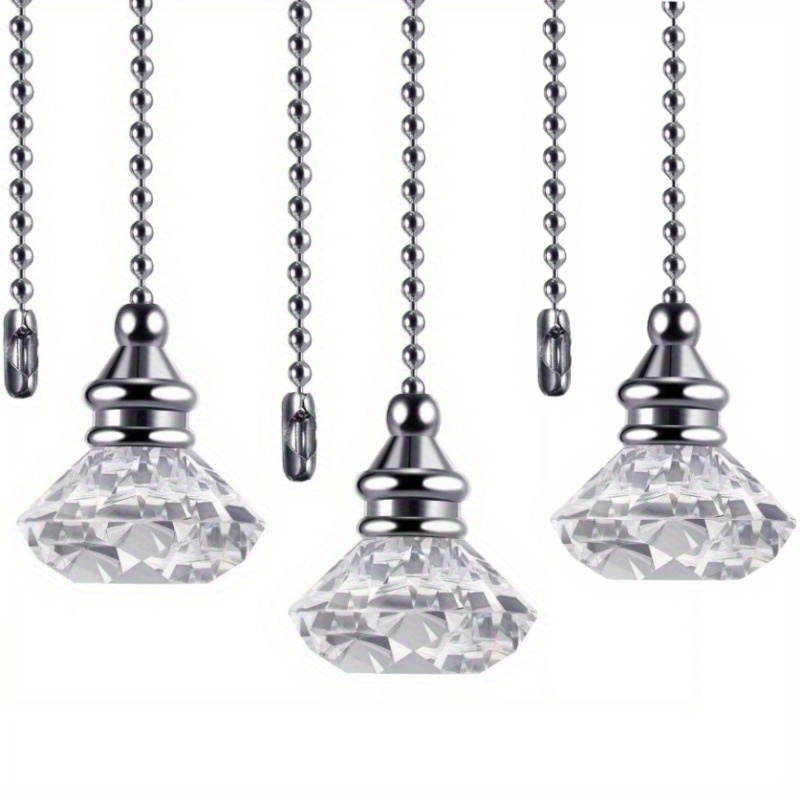 TEMU Buy 2 Get 1 Free, 3pcs Pull Chain Ceiling Fan Pull Chain Ornaments Light Pull Chain Extension Decorative Crystal Pull Chain