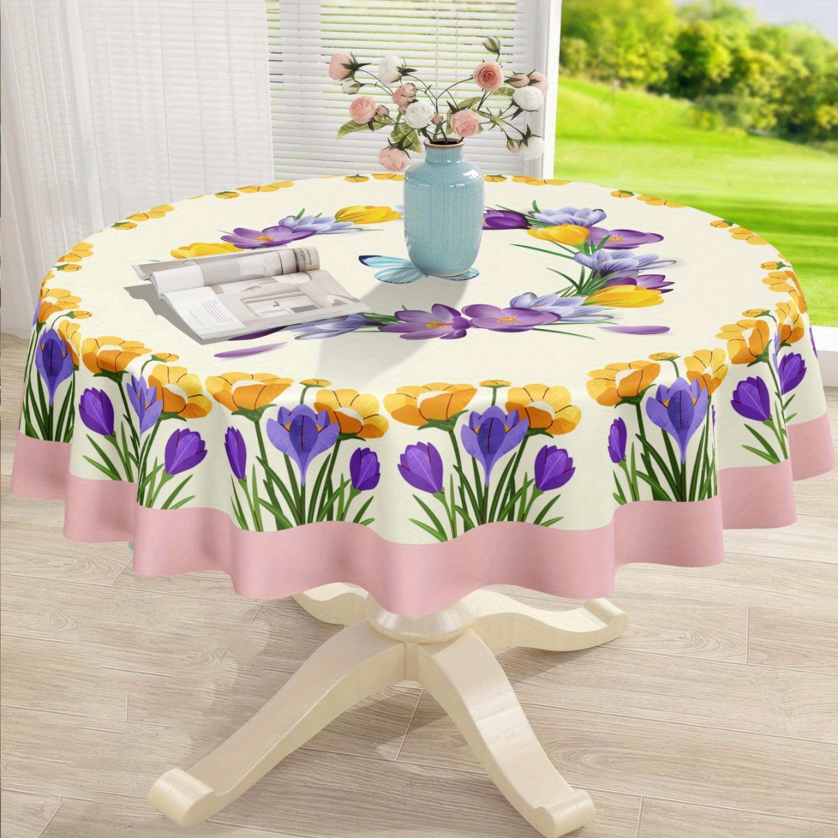 Frühlingsblumen Tischtücher Set - 4 Stück Wildblumen Design 220x130cm