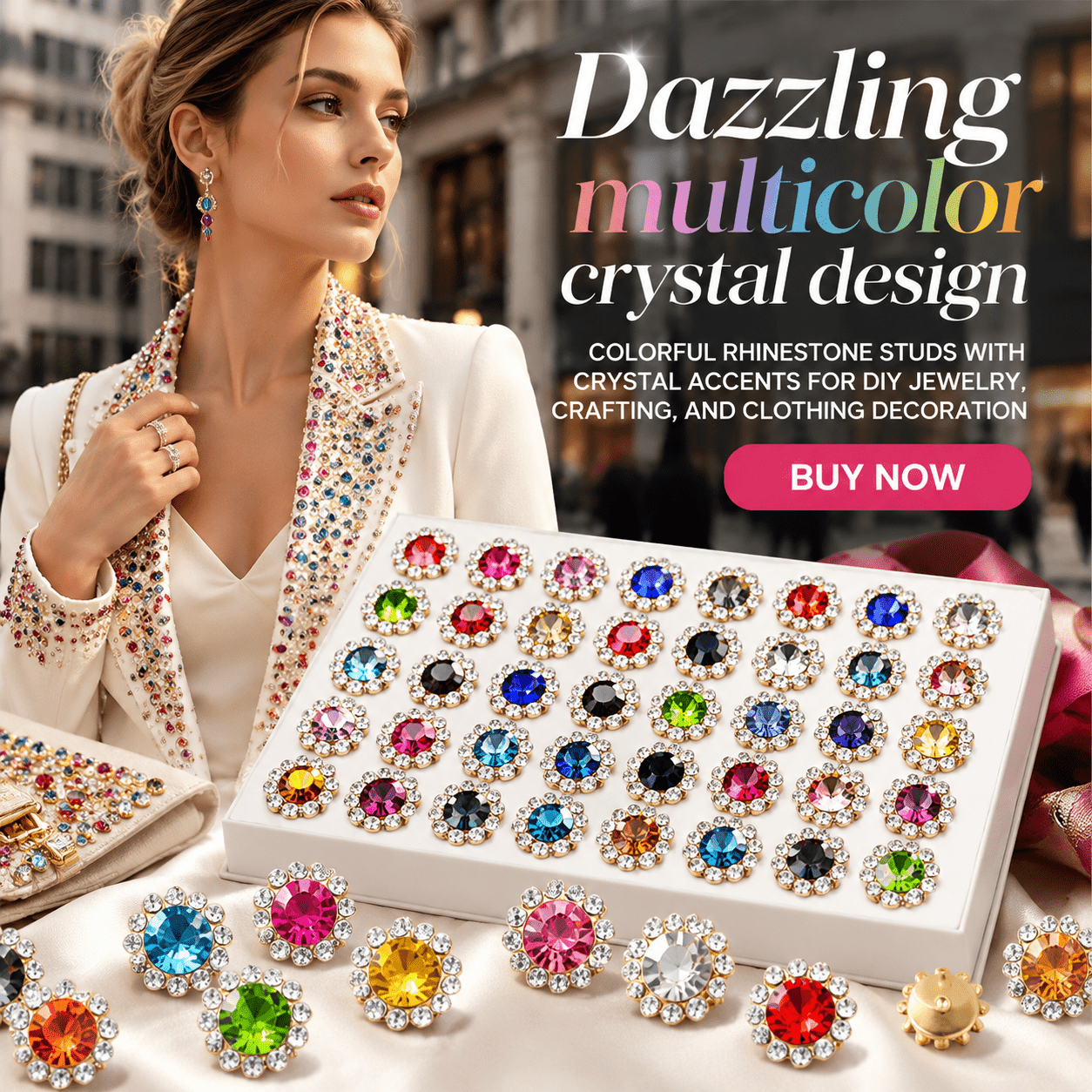 Colorful Rhinestone Studs for DIY Jewelry Crafting