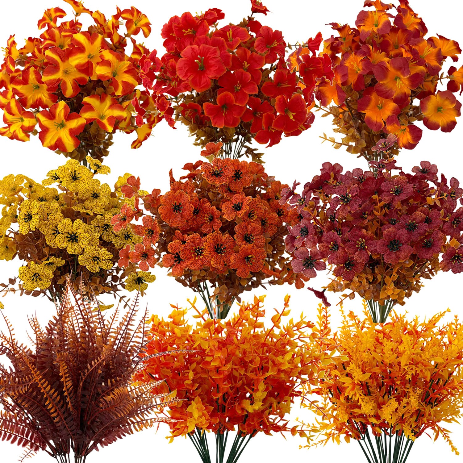 54 bundles of artificial autumn decorations outdoor   flowers anti uv   chrysanthemums artificial autumn plants for porch garden windowsills thanksgiving outdoor decor mixed style