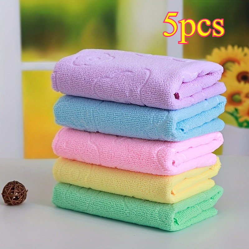 TEMU 5pcs Set Of 5-color Printed Portable Reusable Hand Towels - Soft, Quick-drying In Pink And Green, Holiday Gift