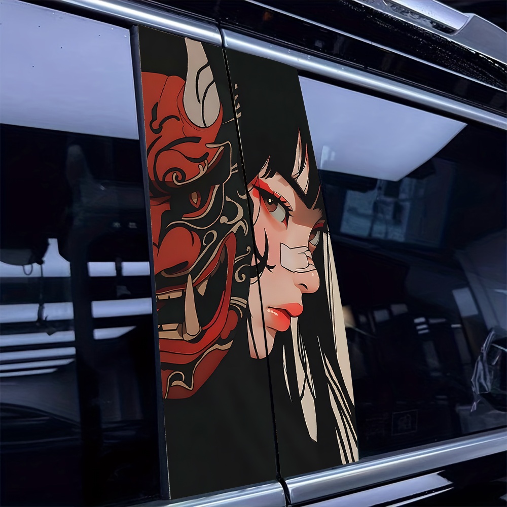 2pcs Set Of Character Pattern Car Stickers | Waterproof, Scratch Resistant, Suitable For All Vehicle Models, Made Of Polyvinyl Chloride, Ideal For Laptops And Cars