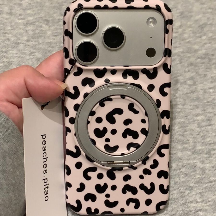 phone case leopard print polka dot and plaid film stand case suitable for iphone 17 pro max semi full coverage   phone case simple 16 pro spliced design protective case 15 pro protective cover plaid multi functional case