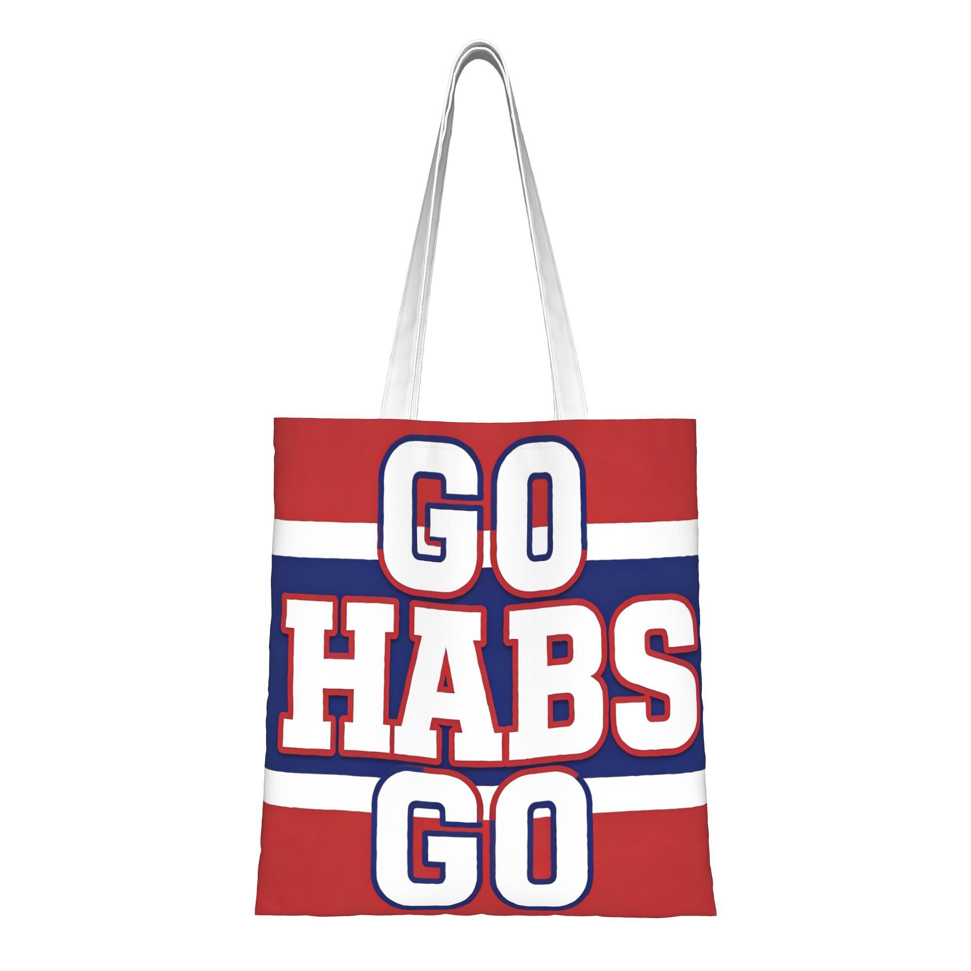 TEMU Sac en toile réutilisable multifonctionnel 2D plat Hockey sur glace GO avec slogan, adapté pour supermarché, école et voyage - Sac bandoulière à