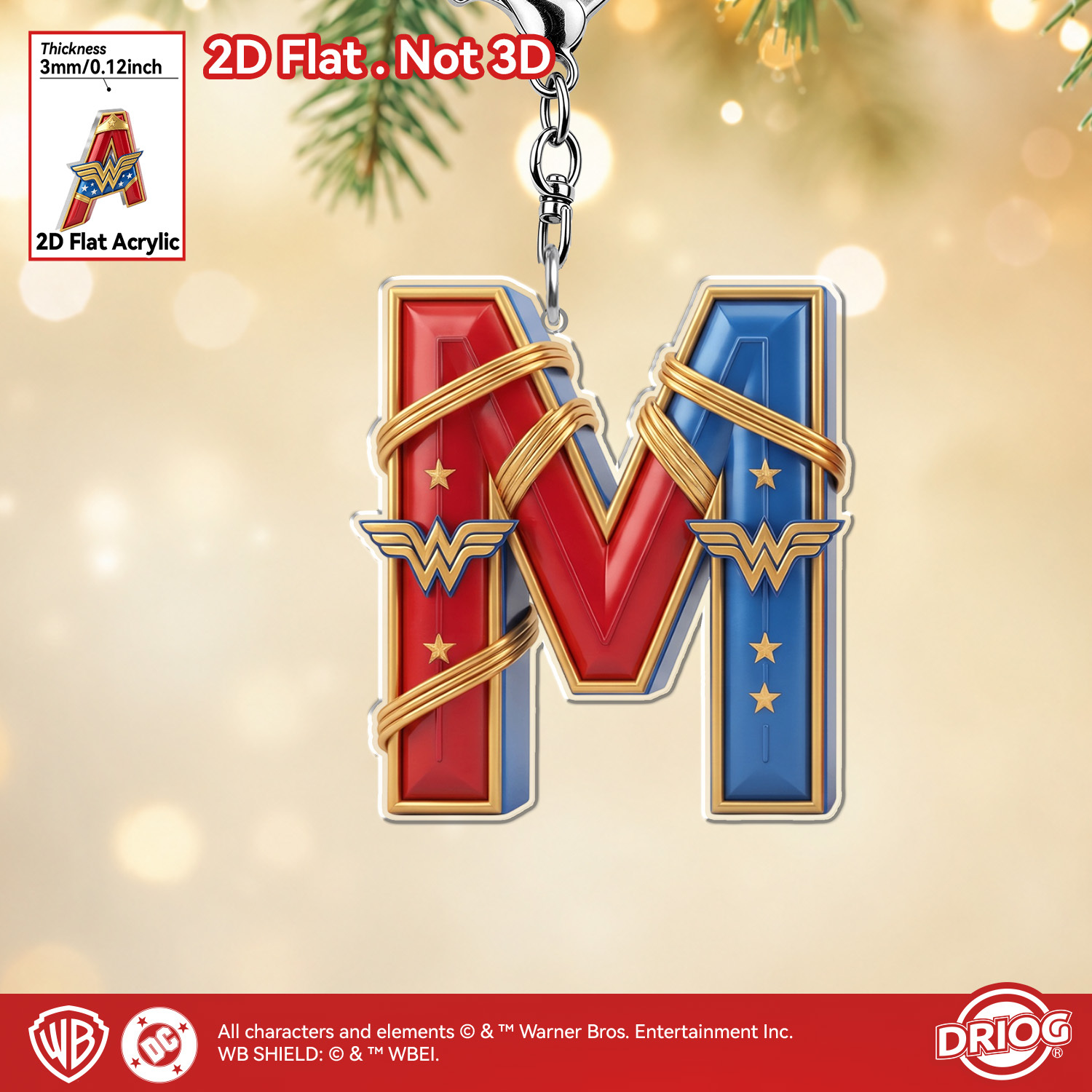 TEMU 2d Flat, 1pc, Wonder Woman Letter Acrylic Keychain – Wonder Woman Keychain And Gift, Bag Hanging, Decoration For Keys, Christmas Holiday Gifts,
