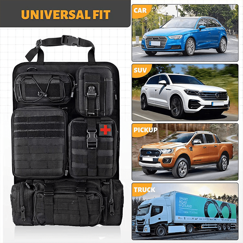 TEMU 6pcs Car Seat Backrest Storage Bag, Upgraded Car Panel Organizer, Detachable Molle Hanging Bag, Suitable For Commuting To Work/self Driving