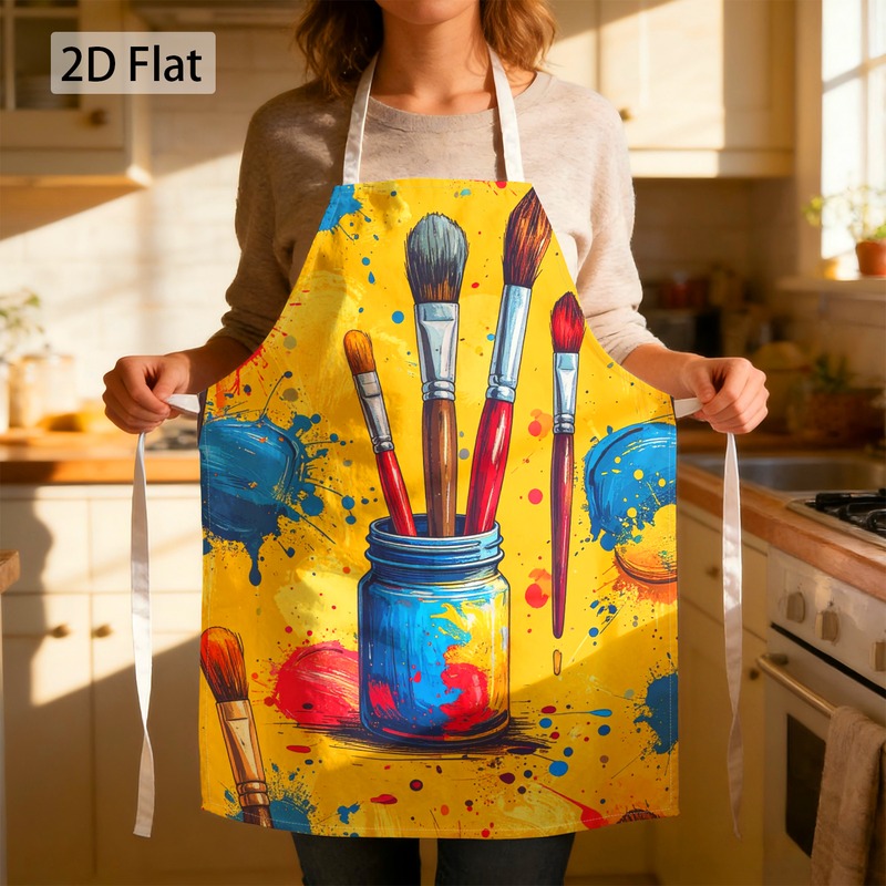 TEMU 1 pièce Tablier de Chef , Imprimé Graphique Éclaboussures de Peinture, Décoratif, 27 x 22 Pouces (68 x 55 cm), Unisexe, Durable, Résistant à la