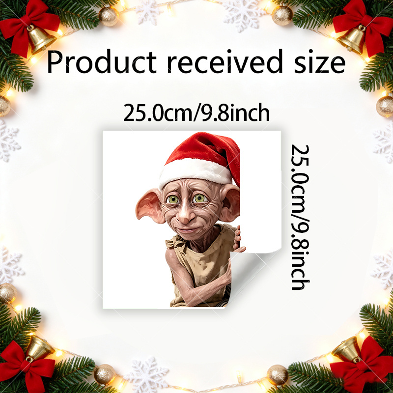 TEMU 1pc, Wb, "harry Potter" Dobby Christmas Window Decal Decoration, Suitable For Indoor And Outdoor Use, For Wall, Window, Porch, And Scene