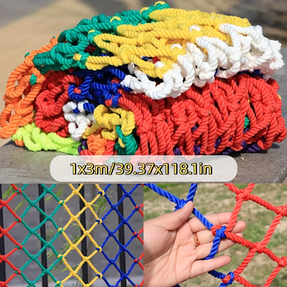 TEMU Random Color Knot Rope Net - Durable Polyester Garden Plant Support Netting For Climbing Plants, Peas, Balcony Staircase & Stadium Fence -