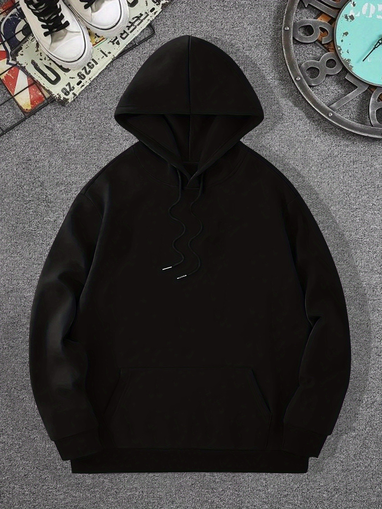 black zip hoodie sold on Temu United States