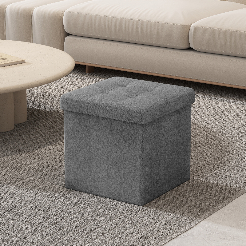 TEMU Foldable Storage Ottoman, 11.6 Inch Small Cube Foot Stool With Hidden Storage, Heavy Duty Folding Stool For Living Room Bedroom Dorm