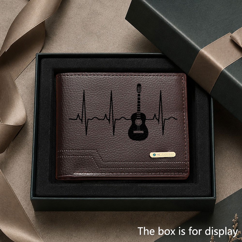 TEMU Men's Luxury Guitar Ecg Pattern Wallet, Portable And , Multi-card Slot Design, Unisex, Suitable For Daily To Store Cash, Cards, And Ids, Stylish