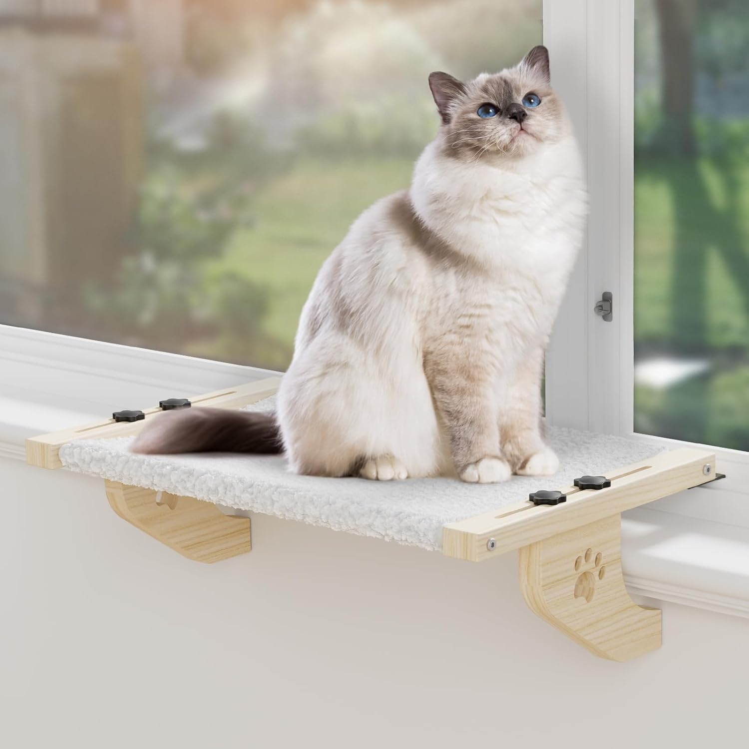 TEMU Adjustable Cat Window Perch With & Metal Frame For Large Cats - Cozy Hammock Style For Windowsill, Bedside, Drawer, Or Cabinet - & Stylish Pet Furniture, Cat Furniture