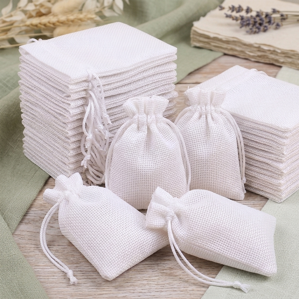 TEMU Regalo /Lui Confezione da 28 Sacchetti con Cordoncino in Tela di Iuta e - Tessuto a Traspirante per Sacchetti Profumati alla Lavanda Fai da Te,