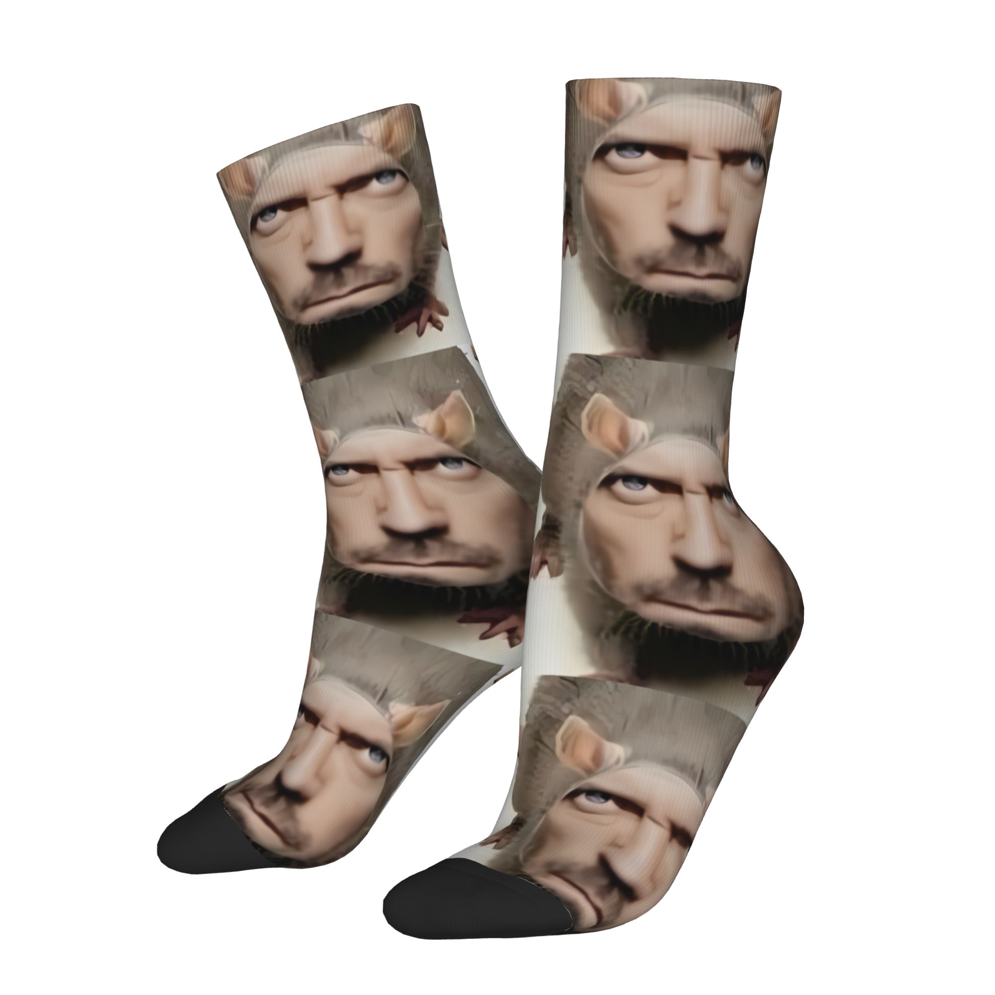 TEMU 1 Pair Hip Hop Vintage Low Quality Rat Crazy Men's Compression Socks Unisex Harajuku Pattern Printed Funny Novelty Sock