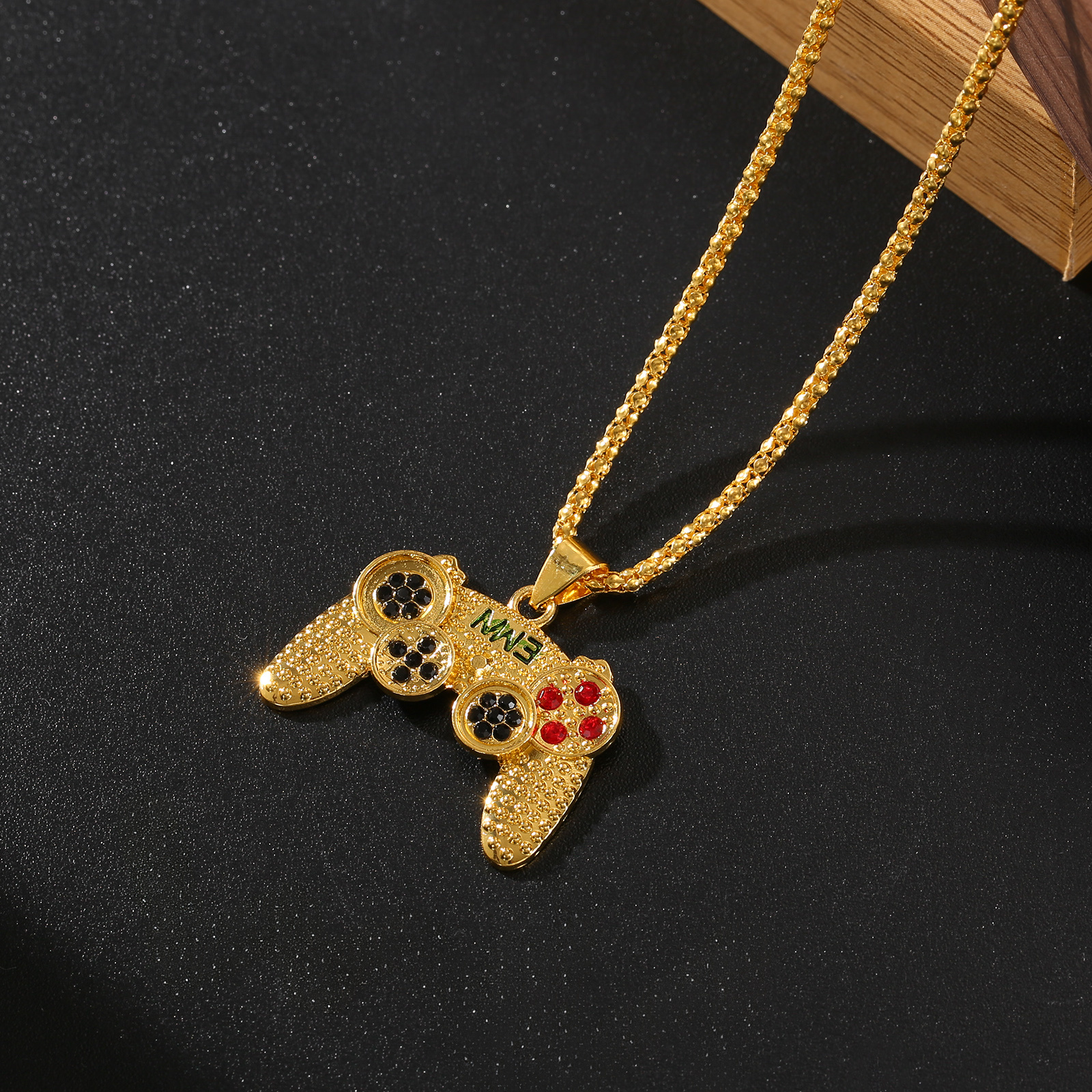TEMU Lnchran 304l Stainless Steel Golden And Silvery Synthetic Synthetic Zirconia Inlaid Game Controller Corn Chain Necklace For Women, Esports Niche