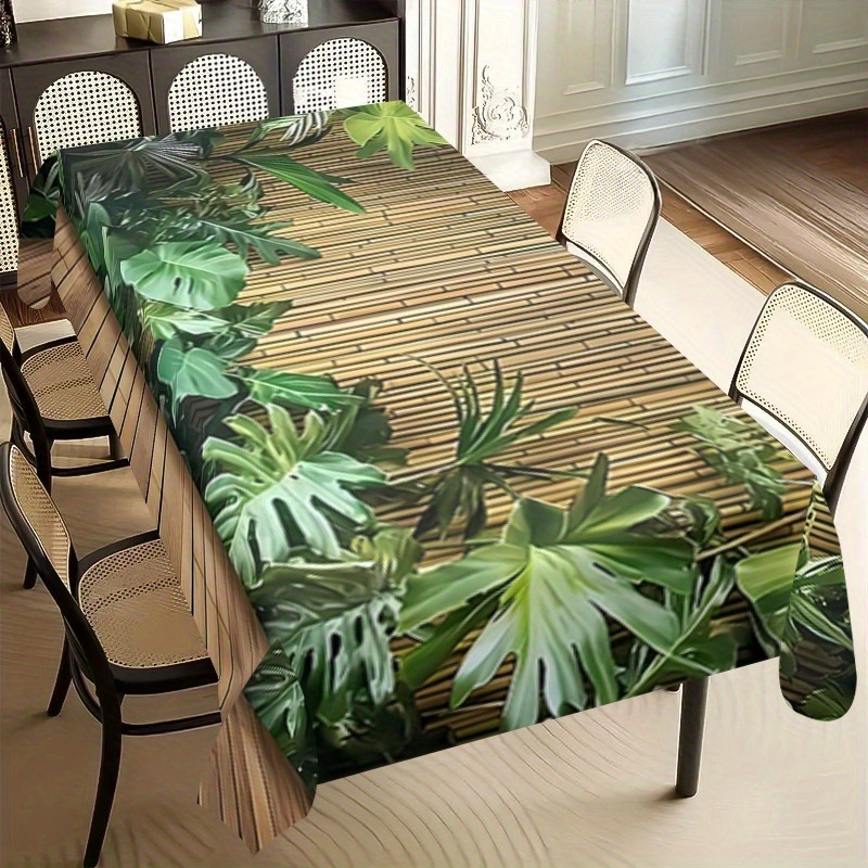 TEMU 1pc Turtle Monstera Leaf Print Tablecloth,wedding Decorations,summer Decoration,garden Decor For Outside,outdoor Decor, Multiple Sizes, Dining