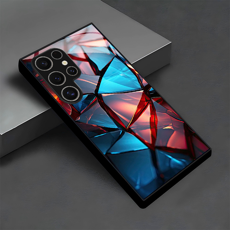 TEMU para teléfono: Carcasa de cristal con de cristal agrietado y azul con diseño , versátil y de estilo de para for Samsung Galaxy S26/S25/S25