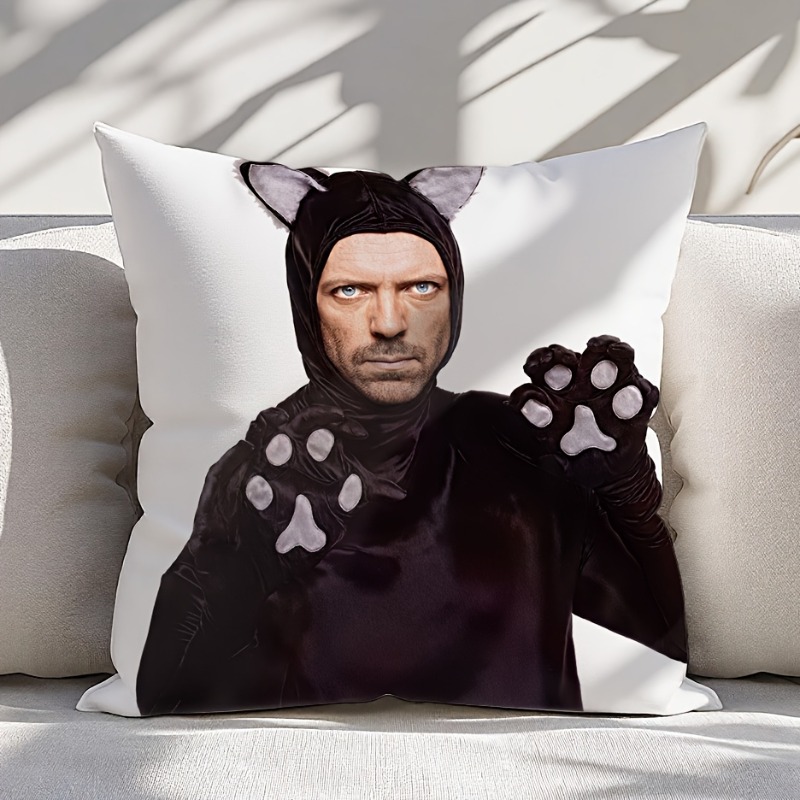 TEMU 1 Low-quality House Meme Pillowcase - No Insert, Double-sided Vintage Print, 18x18 Inch Polyester Cushion Cover With Zipper, Machine Washable,