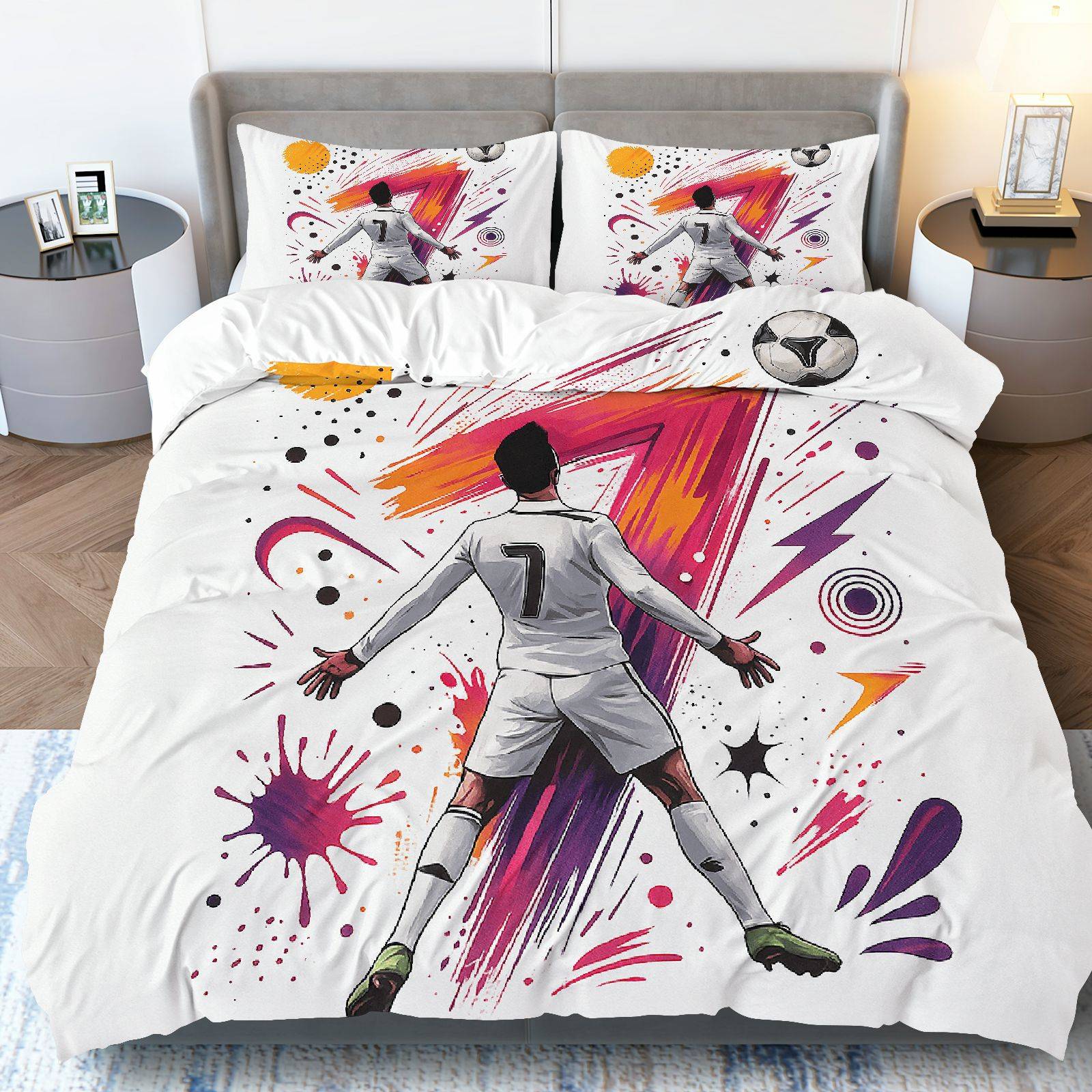 TEMU 3pcs Bedding, Including 1pc Duvet Cover And 2pcs Pillowcases (filling Not Included), Football S Theme, Perfect For Christmas Decor, Ideal For