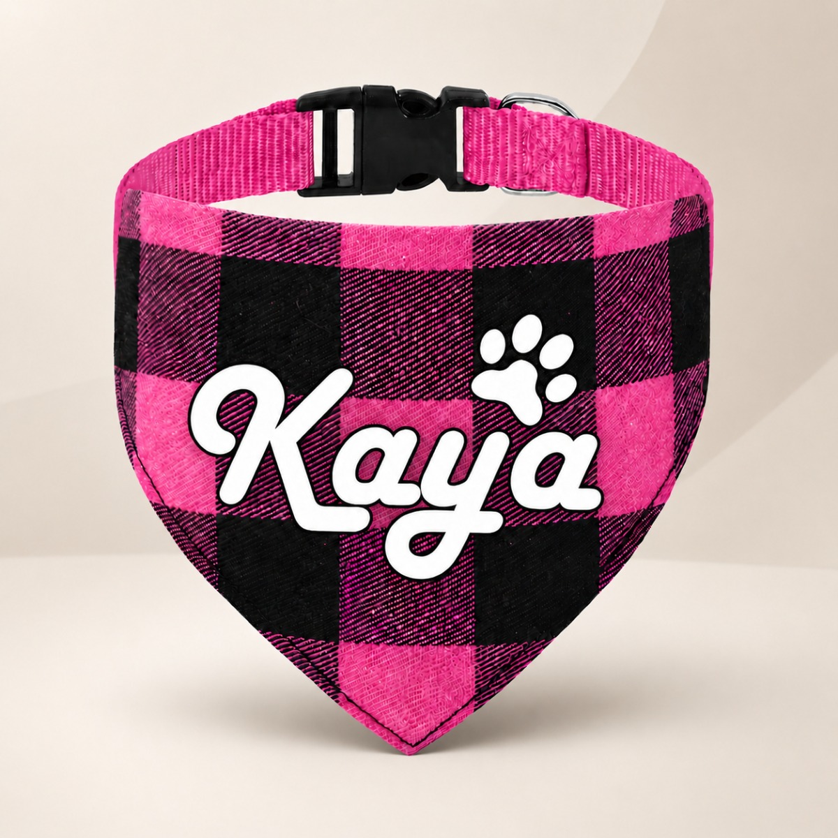 TEMU 1pc Personalized Custom Name/text Pet Bandana With Buckle & D-ring - Adjustable Washable Bib Collar Suitable For All Sizes Puppies Kittens,