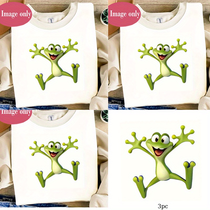 E-shop 3er-Set Grüne -Heißtransfer-Aufkleber, DIY Bügelbilder für T-Shirt-Herstellung, Kissen-Dekorationen - Mehrfarbig, Waschfeste Kunststoffaufkleber