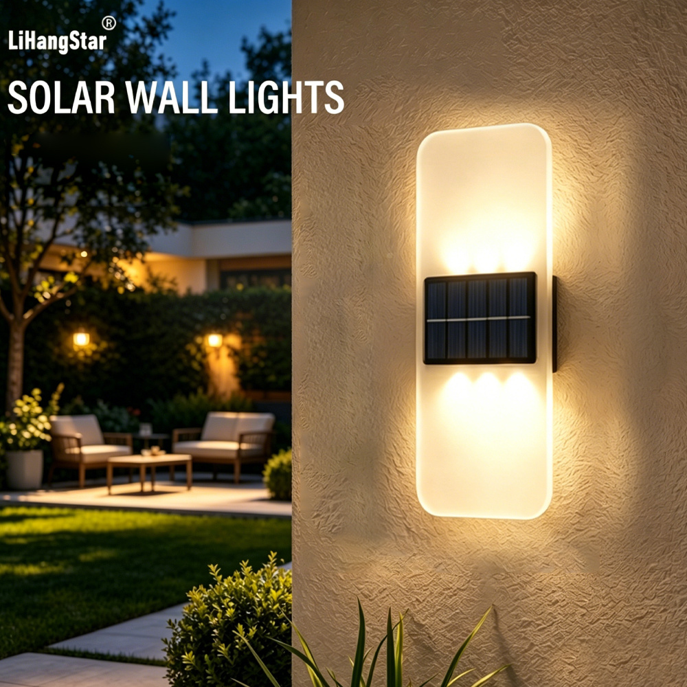 TEMU Luci da parete solari a LED in acrilico, luci da giardino in stile moderno ( freddo e caldo), luci per , luci automatiche per illuminazione a