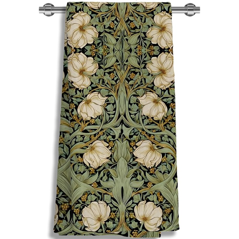 TEMU 1pc Vintage Green Botanical Towel - Soft Absorbent Suitable For Kitchen, Bathroom, Dish Cloth & Guest Towels, Contemporary Style Decorative Dish