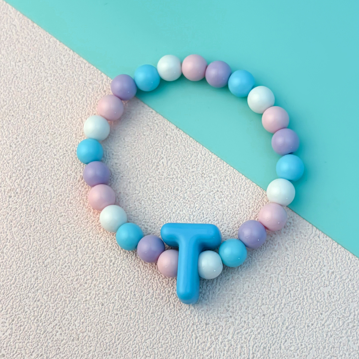 Playful Cartoon Macaron Multicolor Letter Elastic Bracelet