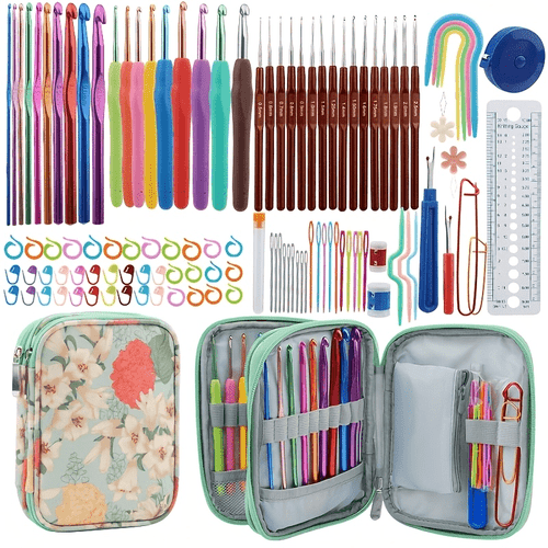 home crochet knitting tool set beginner starter hook full accessory kit special tool bag for yarn knitting featuring ergonomic handles sizes ranging from 2mm to 6mm very suitable for beginner adults