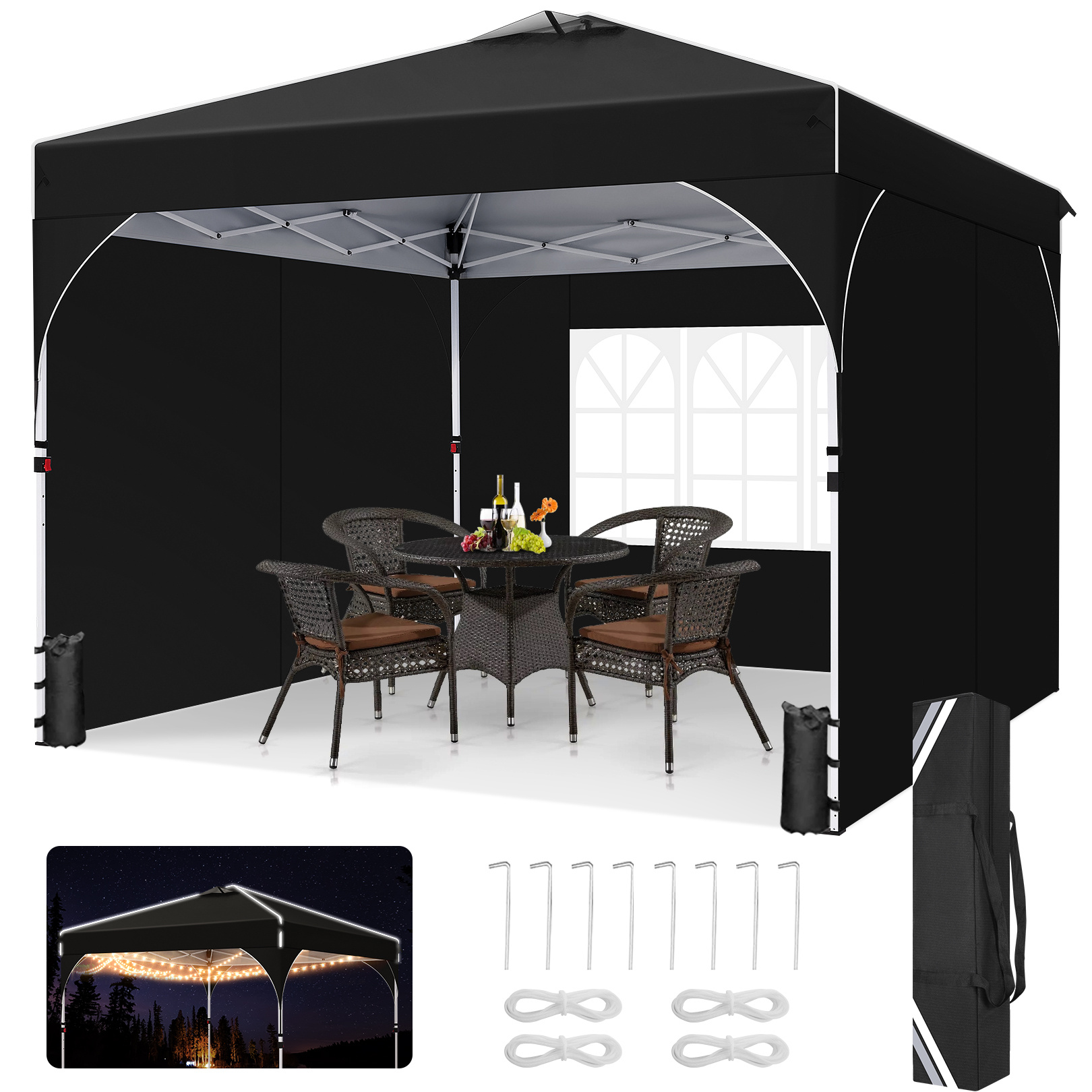 Image of 3x3m Foldable Portable , Pop-up Tent, Outdoor Canopy With 4 Sandbags, 3 , Carry Bag – Perfect For Family Gatherings, Bbq Parties, Weddings, Stalls