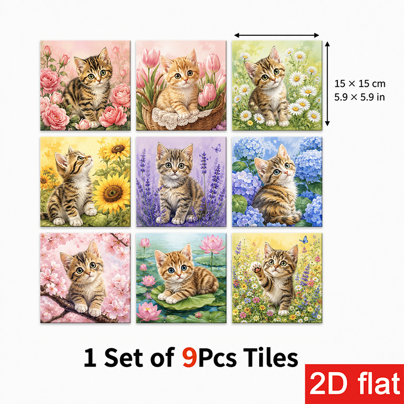 TEMU 2d Flat 9pcs 15x15cm (5.9x5.9in) Slate Tile Stickers Architectural - Peel And Stick Wall Tiles For Kitchen Backsplash, Coffee Corner, Bathroom.