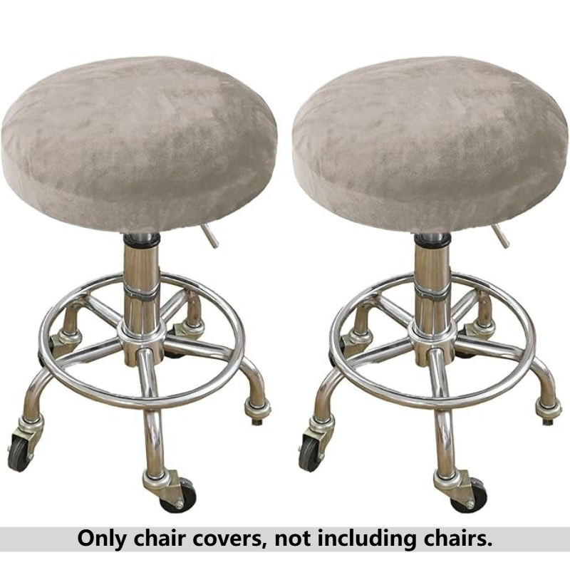 TEMU 2pcs Elastic Round Stool Covers, Suitable For Swivel Chairs And Small Round Seats, Velvet Stretch Circular Chair Covers, 360 Degree Full