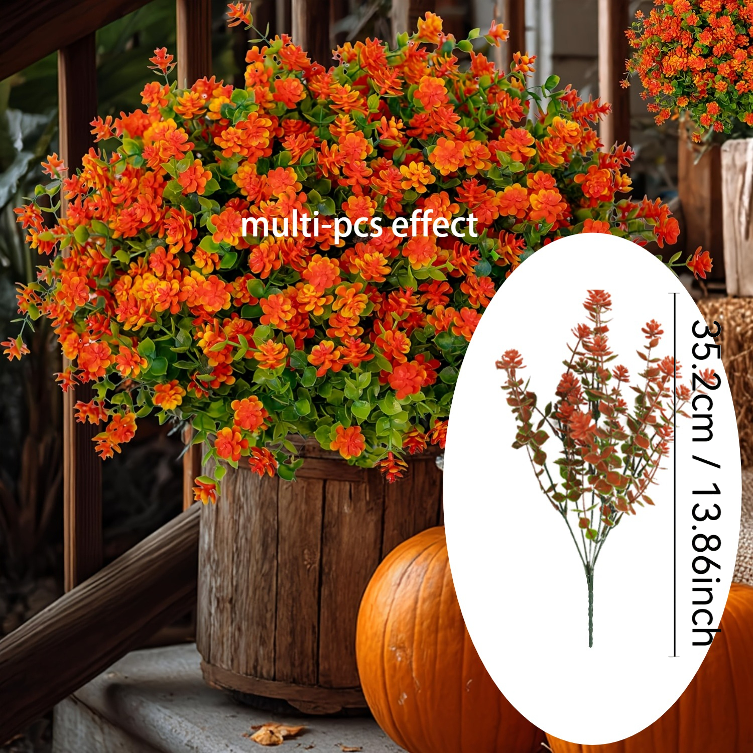 TEMU 2 Bundles Outdoor Autumn Decoration Faux Flowers And Greenery, Uv-resistant Outdoor Artificial Plants And Flowers, Suitable For Outdoor