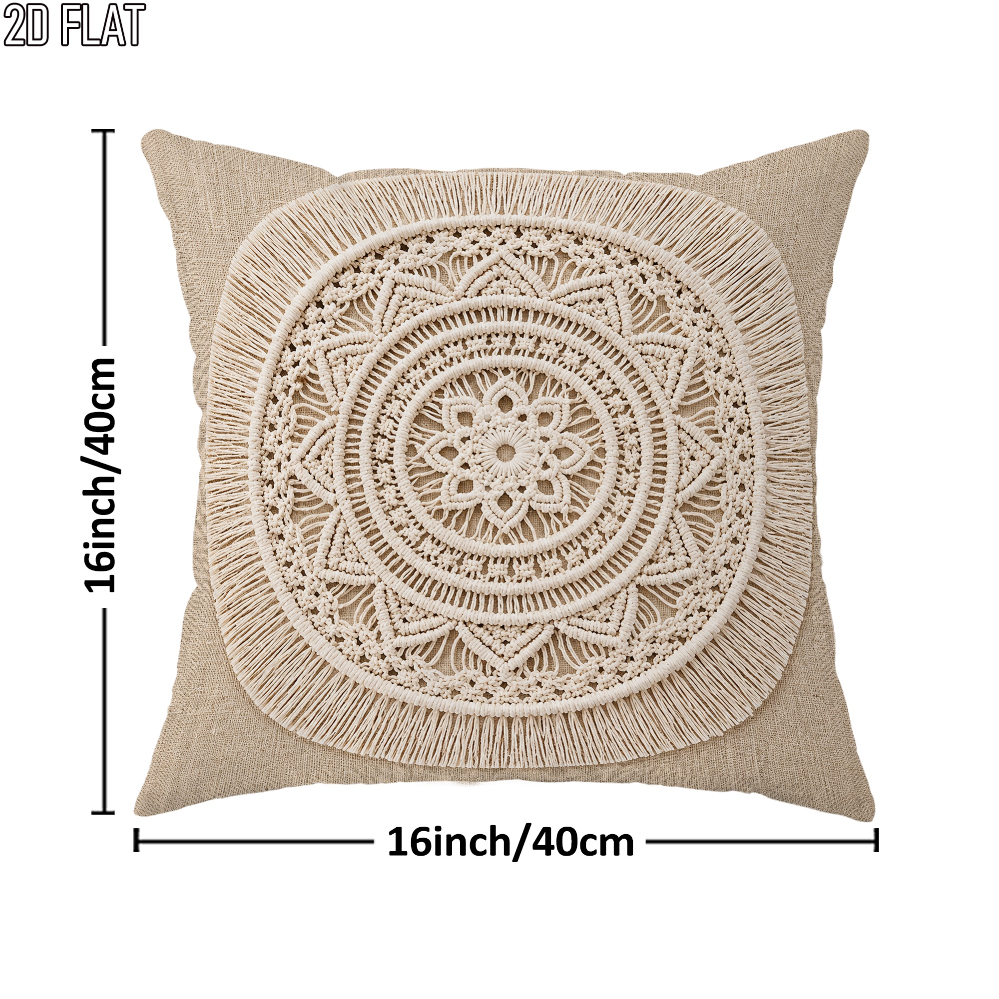 TEMU 2D Plat Feestelijke Boheemse Crème Sierkussenhoezen Beige Decoratieve Kussenslopen Eenzijdig Bedrukt voor Woonkamer Slaapkamer Bank Bed Decor